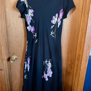 Premier Black and Pink Floral Midi Dress